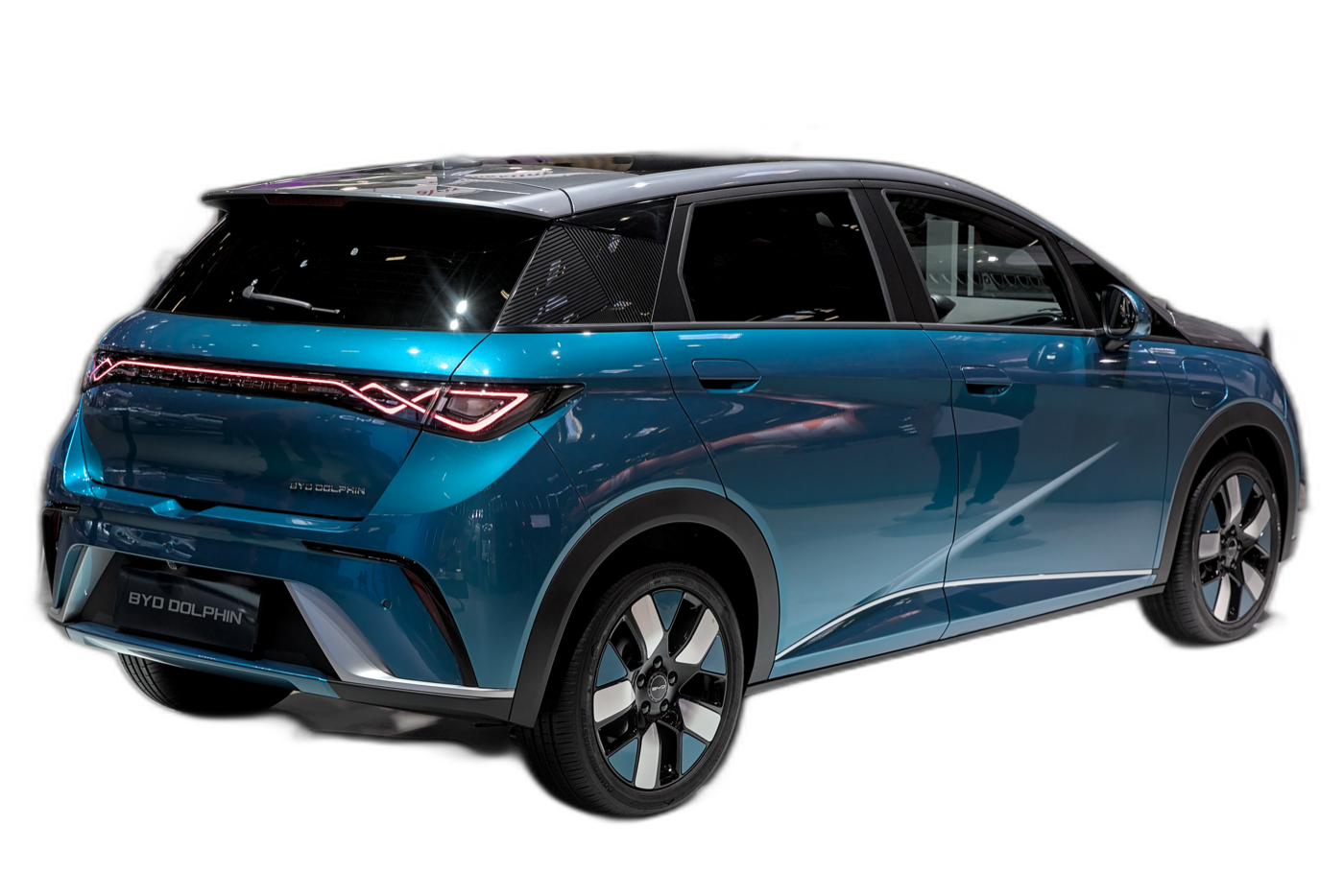 BYD Dolphin — lateral em mostra